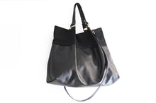 Load image into Gallery viewer, TOTE bag and HAND bag made of soft italian leather, canvas and italian leather. Emma bag