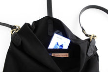 Load image into Gallery viewer, Roby BACKPACK, leather and canvas backpack, black color