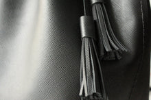 Load image into Gallery viewer, Bucket bag, shoulder bag made of saffiano printed leather, black color. Chiara leather bucket bag